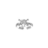 Sterling Silver CZ Skull And Crossbones Toe Ring
