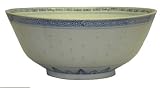 Chinese blue and white rice pattern large serving bowl - porcelain 10