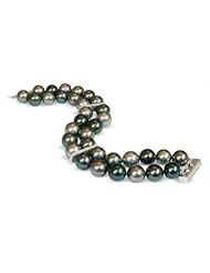 9x10mm Multicolor Tahitian Double Strand South Sea Cultured Pearl Bracelet - 8 inches