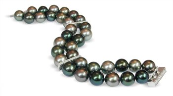 9x10mm Multicolor Tahitian Double Strand South Sea Cultured Pearl Bracelet - 8 inches