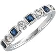 14K White Gold Sapphire & Diamond Bridal Anniversary Band Ring