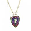 Gold 3 Stone Pendant Necklace Mystic Fire Topaz Diamond