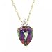 Gold 3 Stone Pendant Necklace Mystic Fire Topaz Diamond