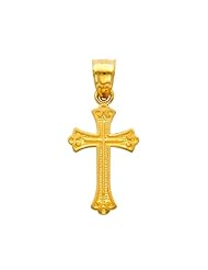 14K Yellow Gold Religious Cross Charm Pendant