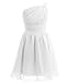 Fairy Couple Girl's One Shoulder Ruching Short Chiffon Flower Girl Dress K0122