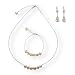 Peach Pink Six Degrees Silver Cultured Pearl Necklace Bracelet Earrings Set