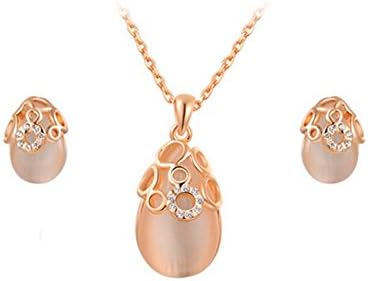 FLANCO Womens Fashion Rose Gold Ripe Fruit Earrings + Necklace Set