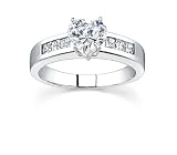 0.83 CT HEART DIAMOND 18K WHITE GOLD RING NEW