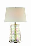 Lite Source LS-21356 Tecza Ii Table Lamp, Polished Steel and Colored Glass with White Fabric Shade