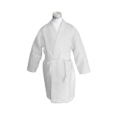 Lightweight Summer Cotton Waffle Unisex Bathrobe in White