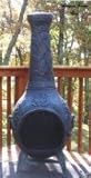 IMAGE OF Chiminea Outdoor Fireplace - Blue Rooster ALCH012-AG - Rose Chiminea Outdoor Fireplace - Antique Green
