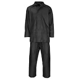Work Wear - Polyester / PVC Rainwear - Rain suit (4XL, Black)