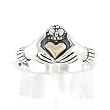 Irish Friendship & Love Claddagh Ring in Sterling Silver & 14kt Gold in size 5, 6, 7, 8, 9 and 10, #8486