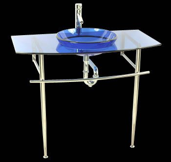Glass Sinks Glass/Chrome Blue Glass Sink