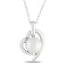 Sterling Silver Fresh Water Pearl and Diamond Heart Pendant with Chain, ( .02 cttw, G-H Colr, I2-I3 Clarity), 18