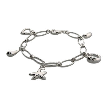 Eve's Addiction Sterling Silver Multiple Charm Bracelet