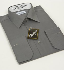 Elegant Men's Button Down Charcoal Dress Shirt