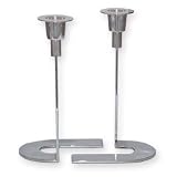 Candle Holders - SET - Made in Israel for Shabbat and Jewish Holidays. Custom made by Binsted. 6 x 6.5 Silver Plated Coating