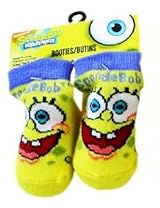 Spongebob Squarepants Booties - 1 Pair Spongebob Baby Boy Bootie Socks - Blue Trim