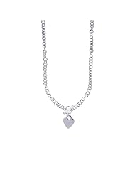 BRI Sterling Silver Round Cable Charm Link with Flat Heart - Made in Italy - Nickle Free - 7.95mm