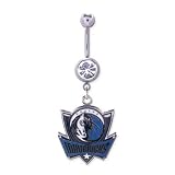Dallas Mavericks 316L Stainless Steel Belly Ring with Cubic Zirconia - 14G - 5/8 Inch Bar Length - Sold Individually