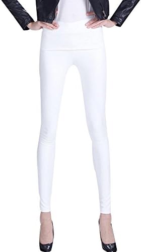 ONLYWOOD Women's Sexy Candy Color Faux Leather Leggings Shiny Mid-Waist Pants 2016070702p18-W-US M TAG L