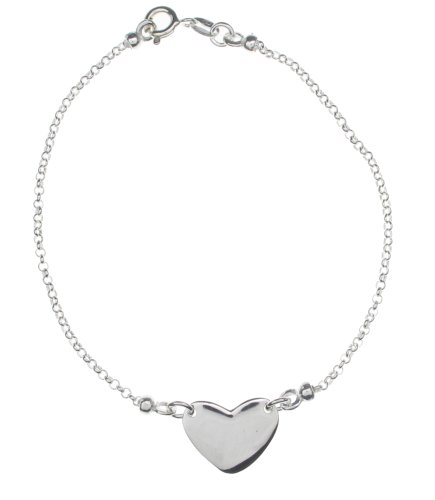 Italian Sterling Silver Heart Center Bracelet on Rolo Chain