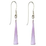 Sterling Silver Pink Triangle Mother Of Pearl Dangle Earrings