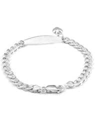 Sterling Silver 925 Curb Link ID Heart Charms Bracelet