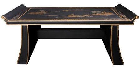 Asian Furniture & Décor - 40" Chinese Lacquered Shinto Oriental Bench Coffee Table ( Black Matte )