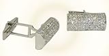 14K Solid White Gold & Diamond Cufflinks