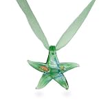 Green Murano Glass Large Starfish Pendant with Green Ribbon