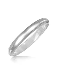 Sterling Silver Dome Style Bangle with Rhodium Plating