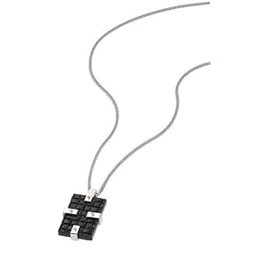Sector - SDH02 - Homme - Pendentif - Acier + Cuir Noir sur Chaine Acier - 50 cm