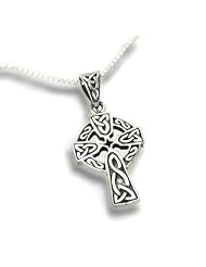 Celtic Knot Sun Cross Sterling Silver Pendant with 18" Necklace - Gift Boxed!