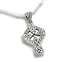 Celtic Knot Sun Cross Sterling Silver Pendant with 18" Necklace - Gift Boxed!