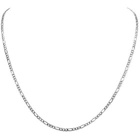 14k White Gold 2.6mm Figaro Chain Necklace, 16 by