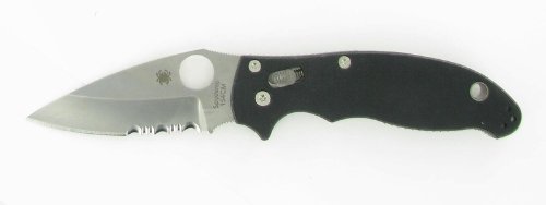 Spyderco Manix 2 G-10 Serrated Edge Knife, Black
