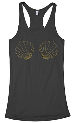 Threadrock Women's Seashell Seaside Bride Racerback Tank Top S Black