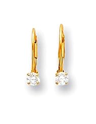 MadiK® Kids 14k Yellow Gold 3mm Round Shape CZ Leverback Earrings