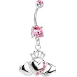 Passion Pink Gem No. 3 Irish Claddagh Belly Ring