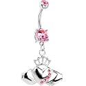 Passion Pink Gem No. 3 IRISH CLADDAGH Belly Ring
