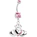 Passion Pink Gem No. 3 Irish Claddagh Belly Ring