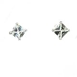 Boucles d'Oreilles en Argent Fin de Coupe CZ Princesse de 7mm Par La Olivia Collection