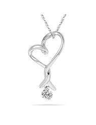 0.08 Cts Diamond Heart Pendant in 18K White Gold