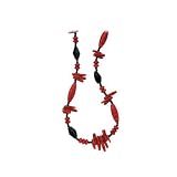 Sterling Silver Onyx and Sponge Coral Necklace -30''