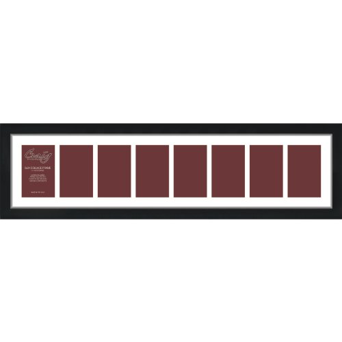 Craig Frames 1WB3BK 8 by 34-Inch Black Picture Frame, Single White Collage Mat with 8 - 4 by 6-Inch Openings