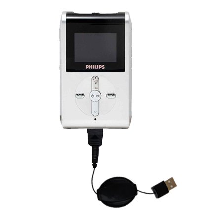 Retractable USB Cable for the Philips GoGear HDD082/17 with Power Hot Sync and Charge capabilities - uses Gomadic TipExchange Technology