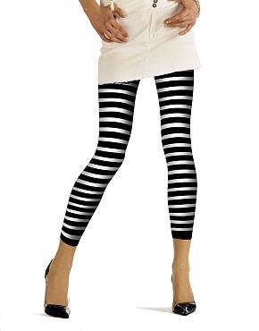 Jonathan Aston “Ringers” Footless Tights – One Size – Black / White