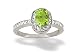 14K White Gold Genuine Oval Peridot and Diamond Couture Ring